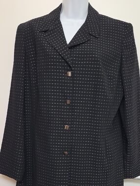 dressbarn Black Blazer with White Micro-Grid Dots